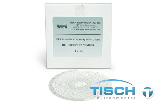 TE-106 Flow Recording Charts for Hi-Vol Air Samplers, 4" Diameter, 24-Hour Period