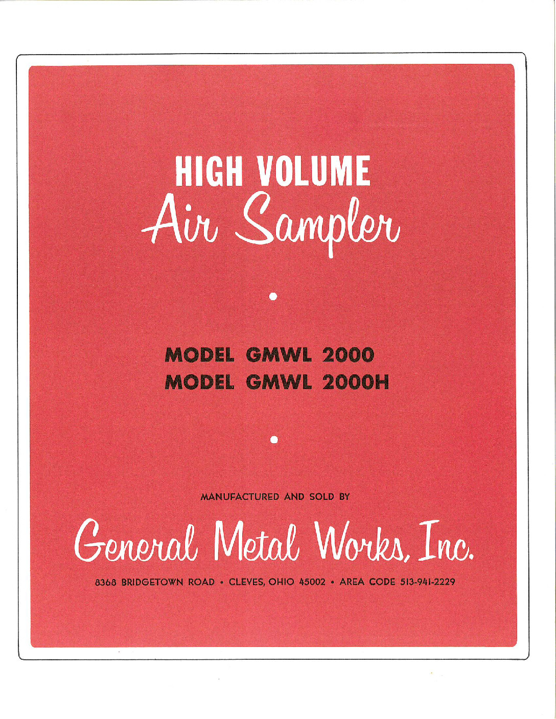 Model 2000 TSP Sampler